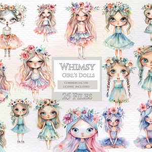 Junk journal paperdolls, whimsical girls, commercial use, peculiar dolls clipart, paperdoll png, paper doll clipart.