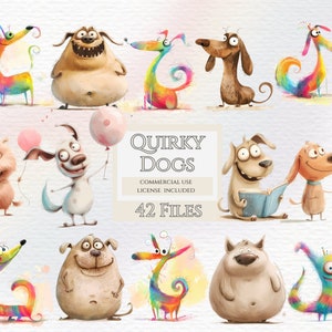 Skurrile Hunde Clipart, Aquarell Clipart, lustige Tiere, lustige Tiere png, wunderliche Tiere png, lustige Tiere png.