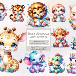 Éléphant avec des cliparts biberon, biberon des bois, png animal de la jungle, mignon Safari Clipart, Clipart Safari, clipart biberon, bébé zèbre