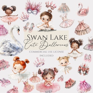Swan lake clipart, Commercial use included into listing. Learn more in description below.