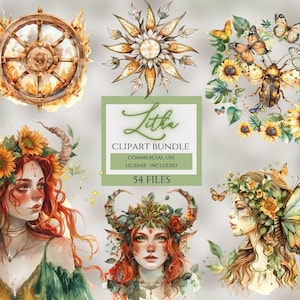 Litha Clipart, watercolor goddess, pagan holiday, Flower Goddess, Wiccan clipart, pagan clipart, wiccan png. Learn more in description below