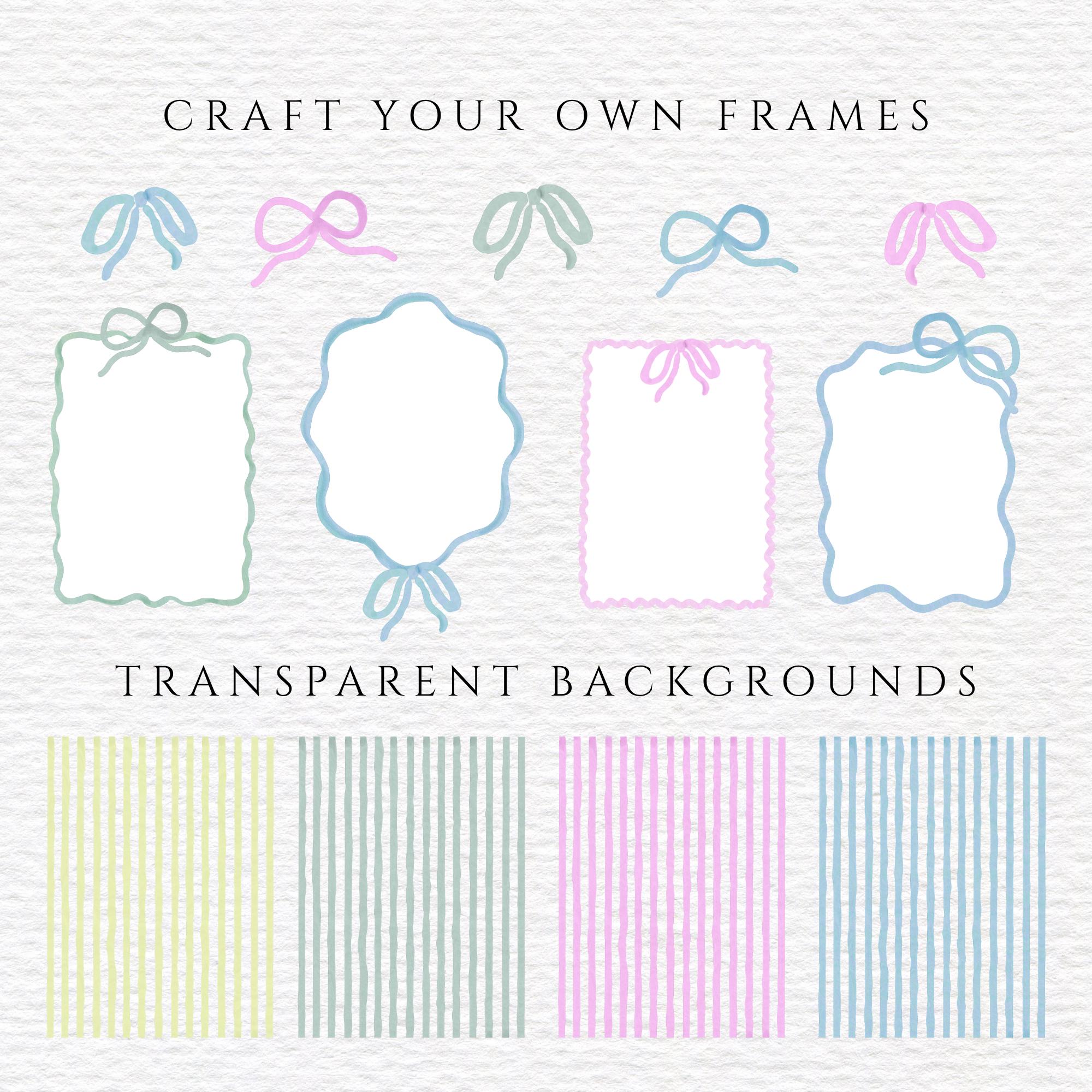 Whimsical Watercolor Frame Clipart Bundle, Wavy Border Frames, Preppy ...