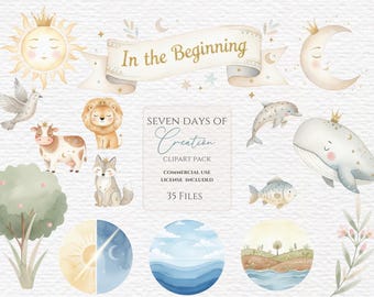 Creation story clipart seven days of creation png, 7 Days Of Creation Christian Clipart, Bible Character Religious Clipart.