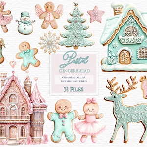 Piernikowy clipart pastelowy, Clipart świąteczny, Clipart piernikowy, Domek z piernika, Różowy Boże Narodzenie Png, Clipart zimowy, Clipart akwarelowy