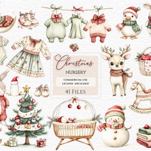 Kerst babykleding clipart, baby shower clipart, clipart aquarel, decor van de kwekerij, baby meisje clipart, kwekerij clipart, babykleertjes png