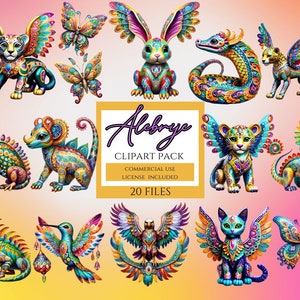 Clip art alebrijes, Clip Art Bundle, clipart PNG, conception numérique, png pour sublimation, clipart imprimable, graphiques pour cartes.