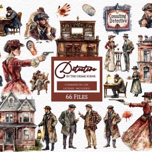 Crime scene clipart bundle, Junk Journal, PNG images, PNG illustrations, realistic clipart, detective images