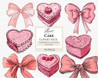 Vintage Heart Cake PNG Clipart: Coquette Pink Graphics (Digital Download)
