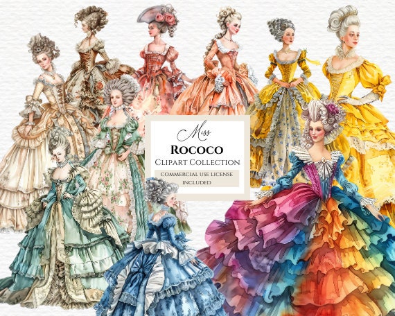 Rococo Ladies Clipart, Victorian Ladies, Junk Journal Clip Art, Victorian Fashion, Women in Vintage Dress, Boudoir Clipart.