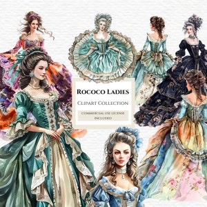 Rococo Ladies Clipart, Victorian Ladies, Junk Journal Clip Art, Victorian Fashion, Women in Vintage Dress, Boudoir Clipart, Commercial Use
