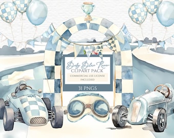Pacote de imagens de aniversário com tema de carros de corrida, Clipart em aquarela, Clipart de corrida de carros, Carros de corrida em aquarela, Carro de corrida em aquarela, Arquivos PNG digitais.