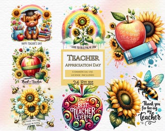 Teacher appreciation week clipart, school bundle, teacher appreciation, teacher cut file, teacher week, teacher png bundle, teacher bundle.