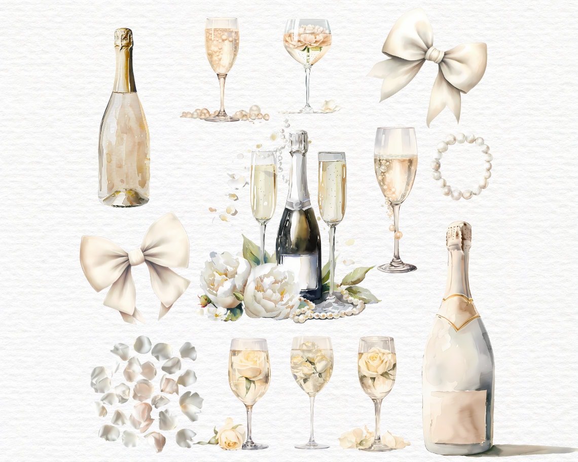Prosecco Icon Prosecco and Pearls Clipart, Petals and Prosecco, Pearls and Prosecco ...