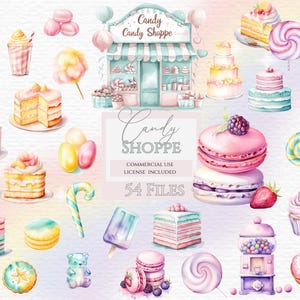 Candy shoppe clipart, zoete lekkernijen clipart, ijs clipart, donut clipart, macaron clipart, snoep png, dessert clipart, cupcake clipart.