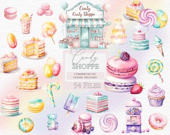 Candy Shoppe Clipart: Sweets & Desserts PNG Graphics (Digital Download)