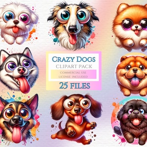 Imágenes prediseñadas de perros locos, imágenes prediseñadas de perros divertidos, imágenes prediseñadas de perros lindos, imágenes prediseñadas de animales divertidos, papelería digital, perros de acuarela, imágenes prediseñadas de beagle.