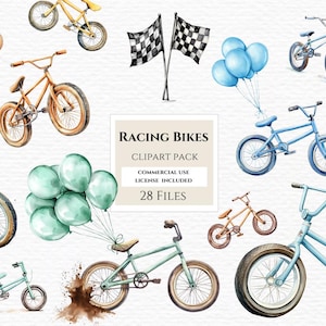 Clipart vélo aquarelle, png de vélo de course, course de vélo bmx, vélo motocross, sport vélo bmx, anniversaire trop rapide, 2e anniversaire de garçons