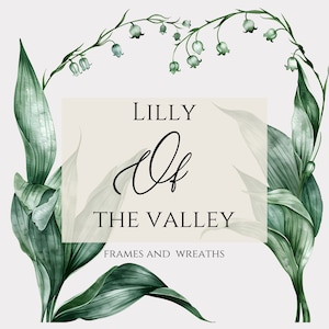 Clipart de muguet, cadres et couronnes de muguet, usage commercial inclus. En savoir plus dans la description ci-dessous.