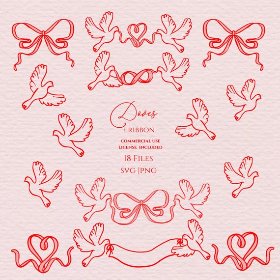 Hand drawn dove, clipart love doves, romantic png, valentines svg, love birds clipart, wedding doves, line art dove, whimsy birds.