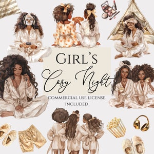 Girls Night-clipartbundel, aquarel-png's in pyjamafeestthema. Lees meer door de beschrijving hieronder te lezen.