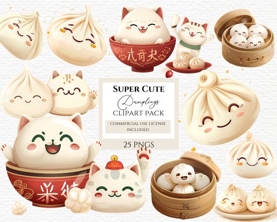 Cute dumpling clipart, commercial use png, digital sticker png, digital planner png, dumpling png. Learn more in description below.