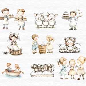 Watercolor Nursery Rhyme Clipart, Baby Shower Clipart, Hey Diddle ...