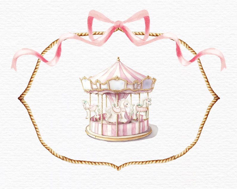Carousel Watercolor, Horses Clipart, Carousel Horse, Carousel Nursery ...
