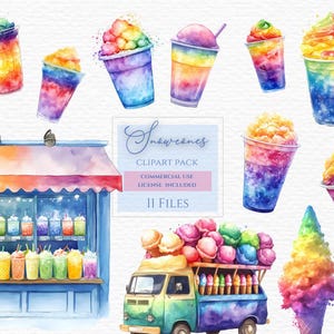 Schneekegel Clipart, Aquarellzeichnungen, Schnee Kegel Clipart, Digitaler Download, Schnee Kegel Png, Shaved Ice Clipart, Schnee Kegel ClipArt.