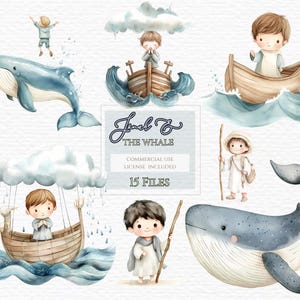 Jonas e a baleia clipart, antigo testamento, ministério infantil, clipart cristão, personagens da bíblia, jonas e a baleia