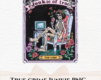 True Crime Junkie タロットカード PNG: 昇華Tシャツデザイン