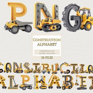 Clipart alphabet construction fête d'anniversaire, Clip Art, téléchargement numérique, lettres Doodle, police Doodle, clipart Alphabet.