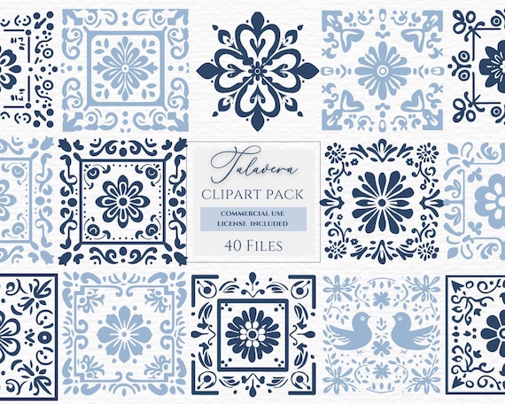 Mexican Talavera clip art set, MexicanTalavera, Clipart, DigitalDownload, PNG, SVG, DIY MexicanDesign, MosaicDesigns, MexicanArt