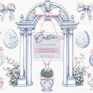 Chinoiserie Pasen, eieren clipart, lente clipart, Easter Egg Clip Art, aquarel clipart, Floral Easter Eggs, Spring Clip Art, Coquette.