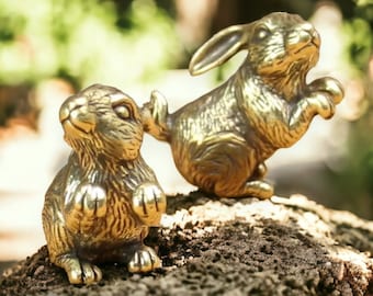 Mini Rabbit Brass Figurine | Cute Figurine Garden Decor | Whimsigoth Decor | Housewarming Gift | Brass Animal Home Decor | Antique Decor |