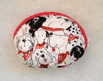 Small Quilted Purse - Dogs in black and white with a little red