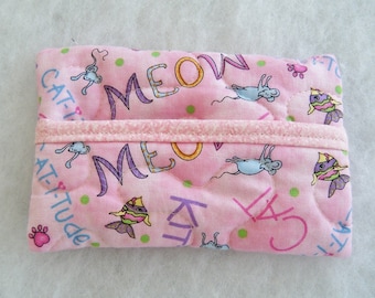 Quilted Tissue Holder - MEOW cat-i-tude pink