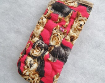 Quilted Eyeglass/Sunglass case - Yorkies yorkshire terriers