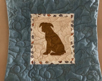 Puppy dog - Quilted Dog pillow 16”