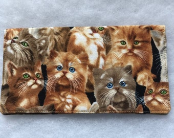 Cat Print Checkbook Cover – Handmade Cotton Fabric