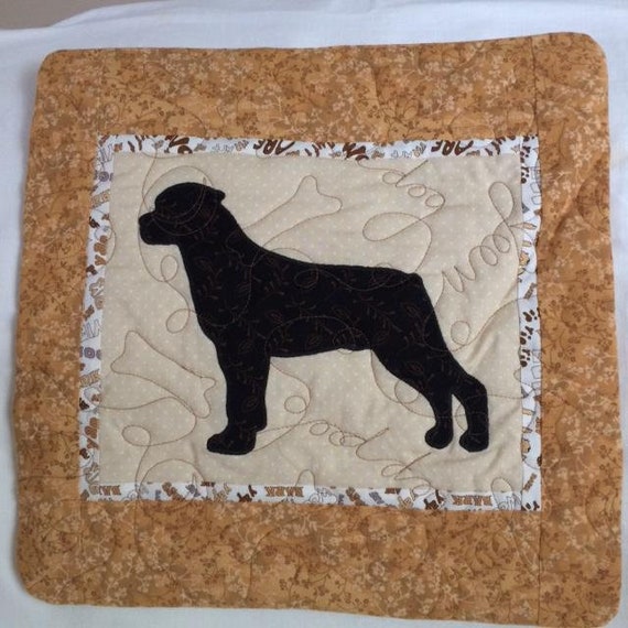Items similar to Rottweiler rottie Quilted Dog throw pillow 16 inches