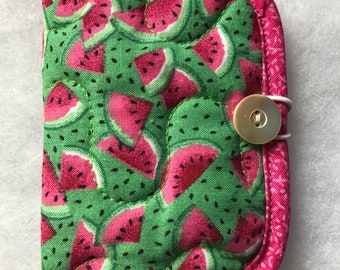 Quilted needle book case organizer- watermelons