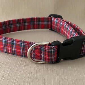 Red tartan plaid  - Dog Collar