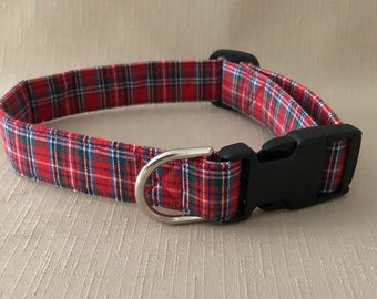 Red tartan plaid  - Dog Collar