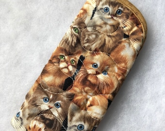 Quilted Eyeglass/Sunglass case - cute cats kitties