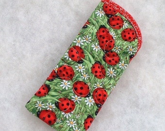 Quilted Sunglass/eyeglass case - Ladybugs