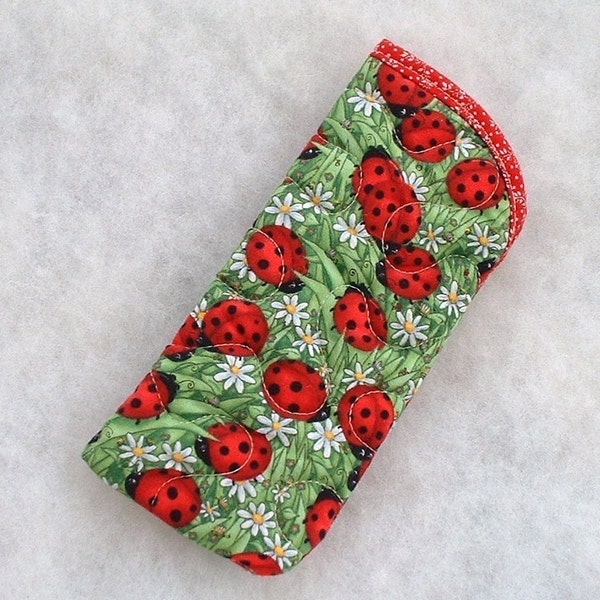 Quilted Sunglass/eyeglass case - Ladybugs