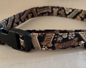 Collar de tela con forma de hueso de perro – Algodón acolchado hecho a mano, ajustable