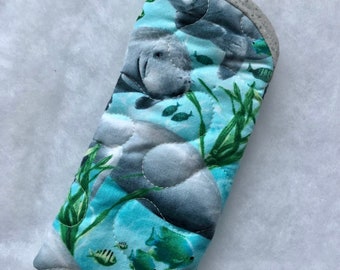 Manatees - Quilted Eyeglass/Sunglass case