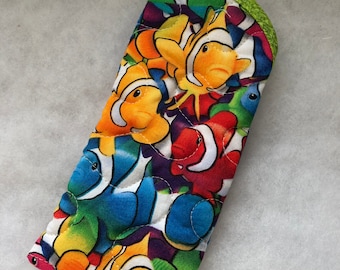 Quilted Sunglass/eyeglass case - Clown fish colorful fish