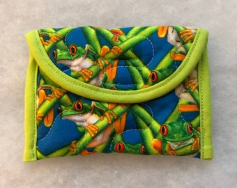 Card Holder - Frogs with blue background